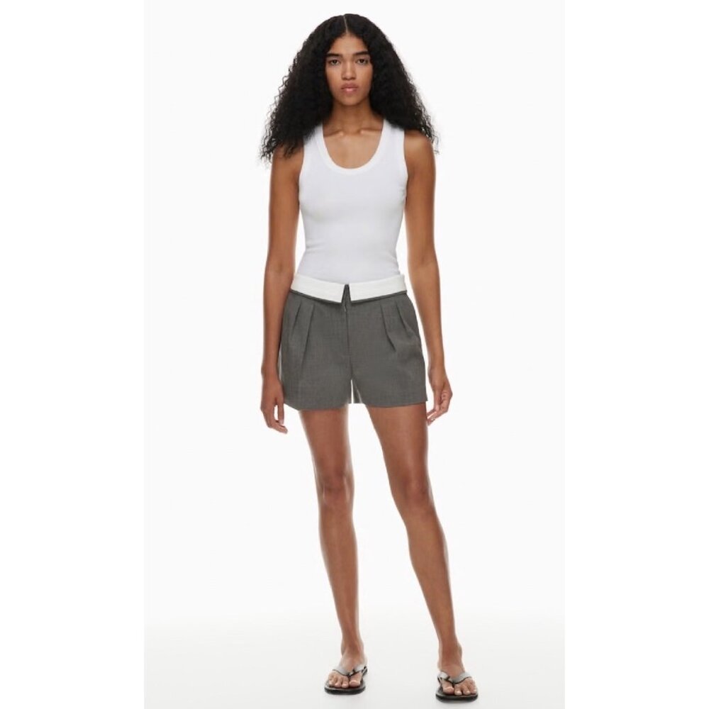 NWT Aritzia Babaton Bureau Grey Fold Over Shorts Woman’s SZ 8